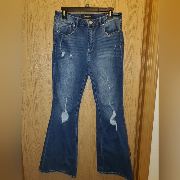 Ripped bootcut/wide leg jeans - Picture 1 of 3